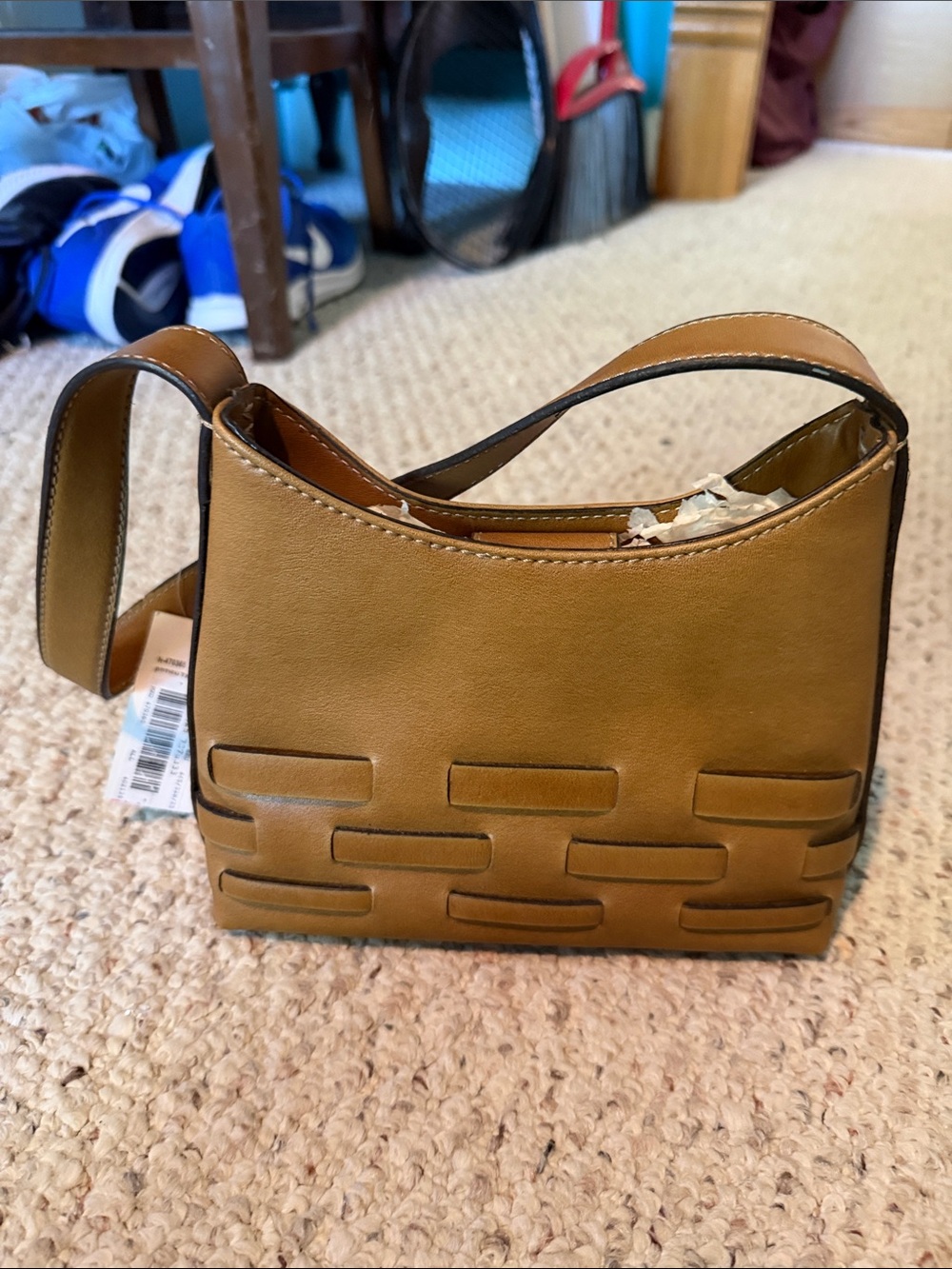 Nine West Tan Woven-Accent Shoulder Bag